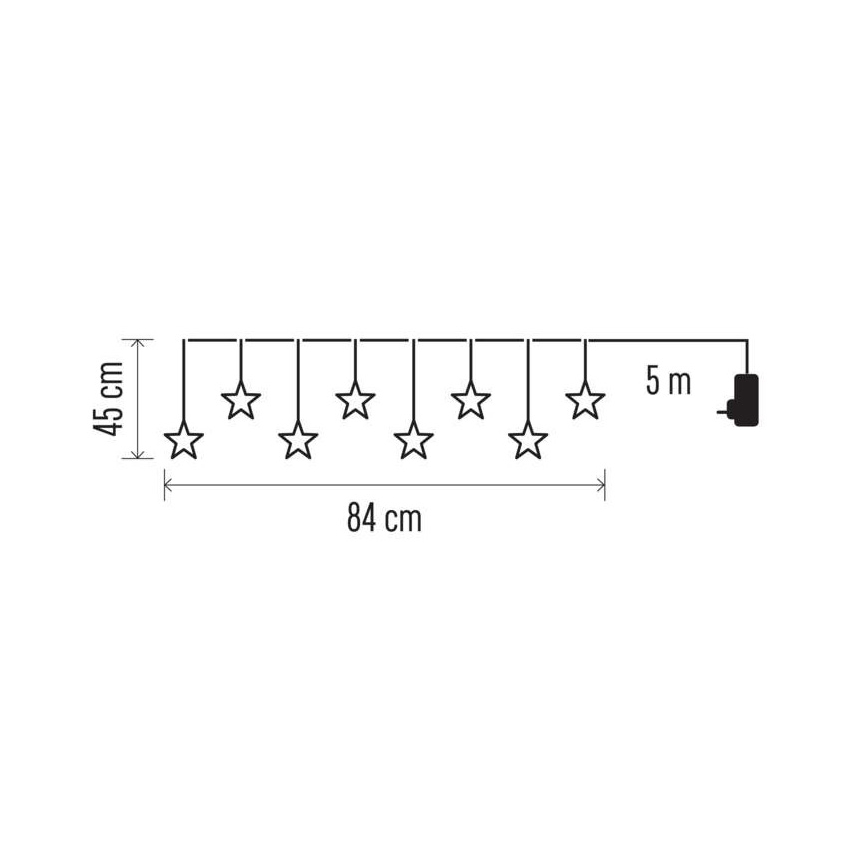 Corrente exterior de Natal LED 8xLED/5,84m IP44 estrelas