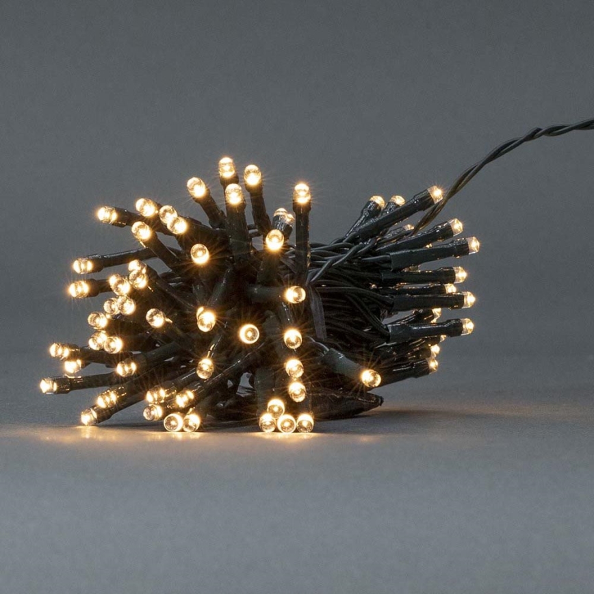 Corrente exterior de Natal LED 96xLED/7 funções/3xAA 7,7m IP44 branco quente