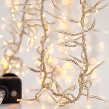 Corrente exterior de Natal LED CLUSTER 1152xLED/8 funções 12 m IP44 branco quente