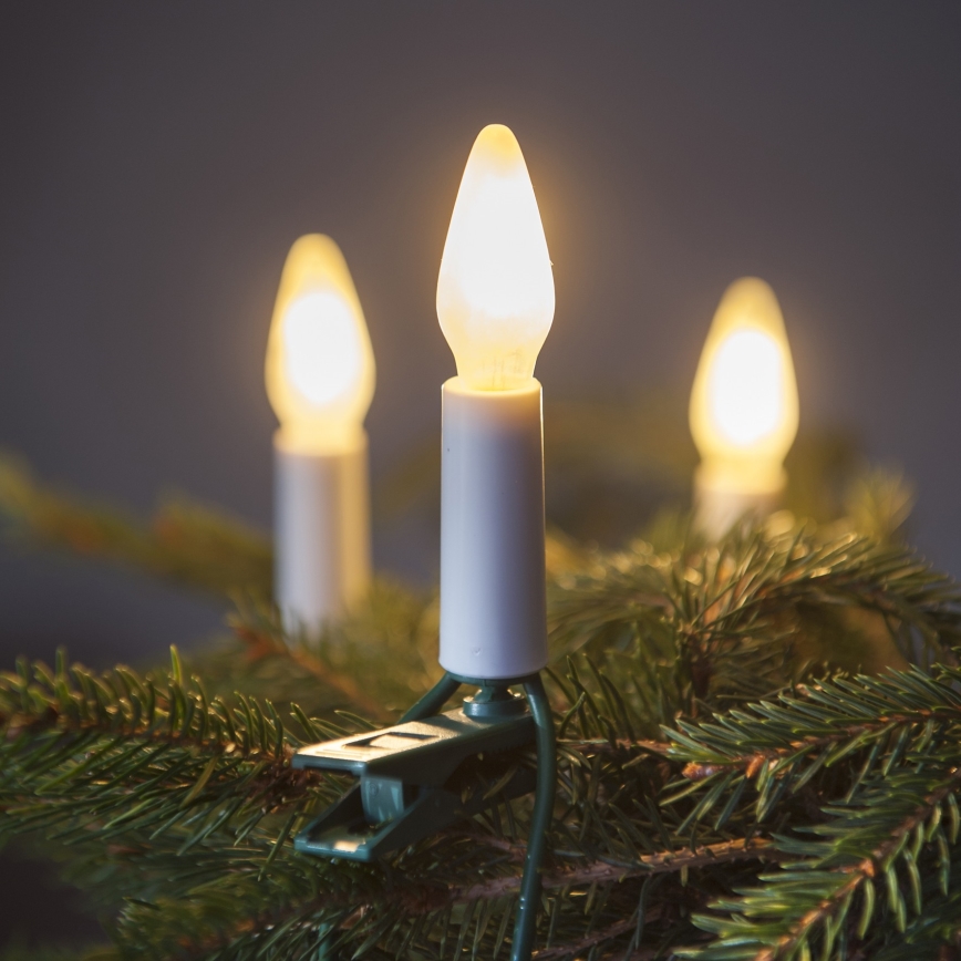 Corrente exterior de Natal LED FELICIA FILAMENT 20xE10 19m branco/branco quente IP44, Feita na UE