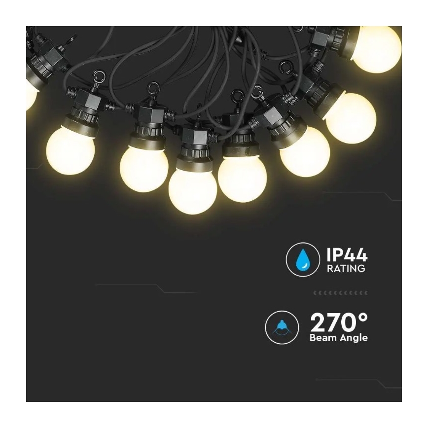 Corrente exterior LED STRING 10m 20xLED/0,5W/24/230V 3000K IP44
