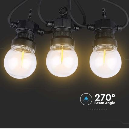 Corrente exterior LED STRING 5m 10xLED/0,4W/24/230V 3000K IP44