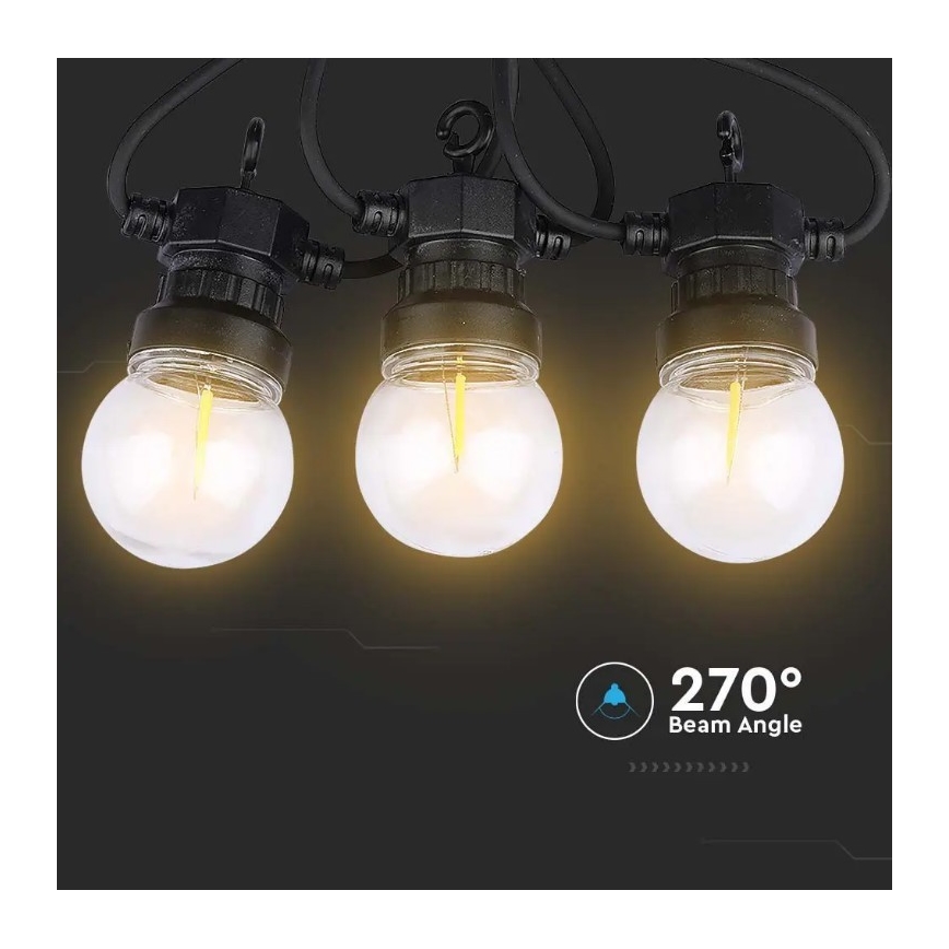 Corrente exterior LED STRING 5m 10xLED/0,4W/24/230V 3000K IP44