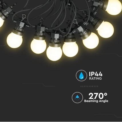 Corrente exterior LED STRING 5m 10xLED/0,5W/230V IP44 3000K
