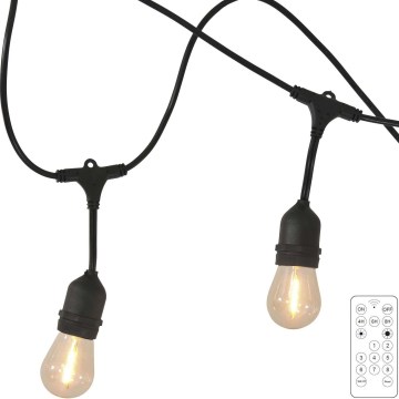 Corrente exterior solar LED PARTY 10xE27/3,7V 10 m IP44 + comando