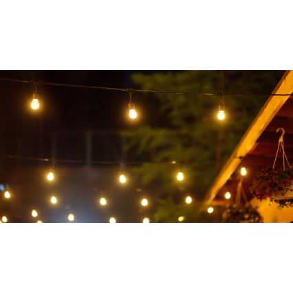 Corrente exterior solar LED PARTY 10xE27/3,7V 10 m IP44 + comando