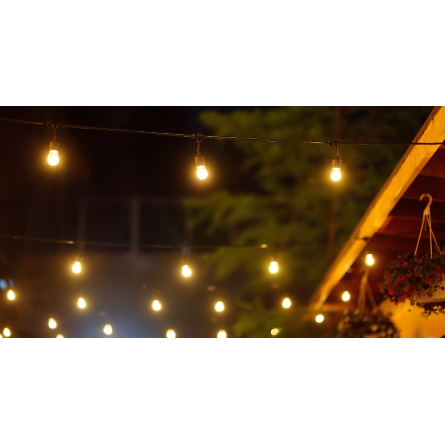 Corrente exterior solar LED PARTY 10xE27/3,7V 10 m IP44 + comando