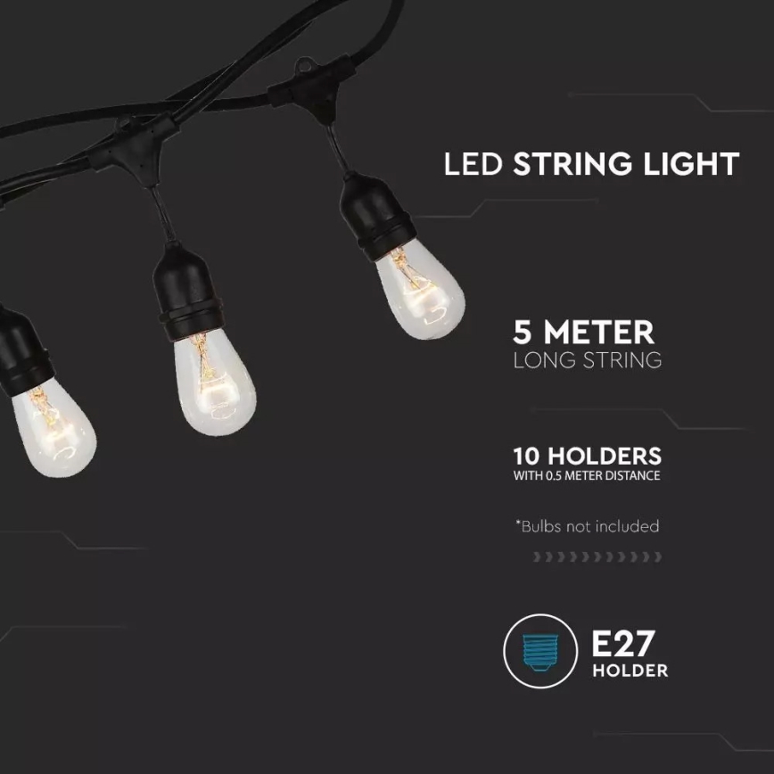 Corrente exterior STRING 5m 10xE27/40W/230V IP54