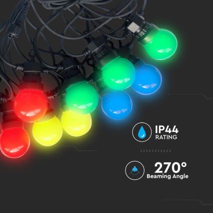 Corrente LED de exterior STRING RGB 10m 20xLED/0,5W/230V IP44