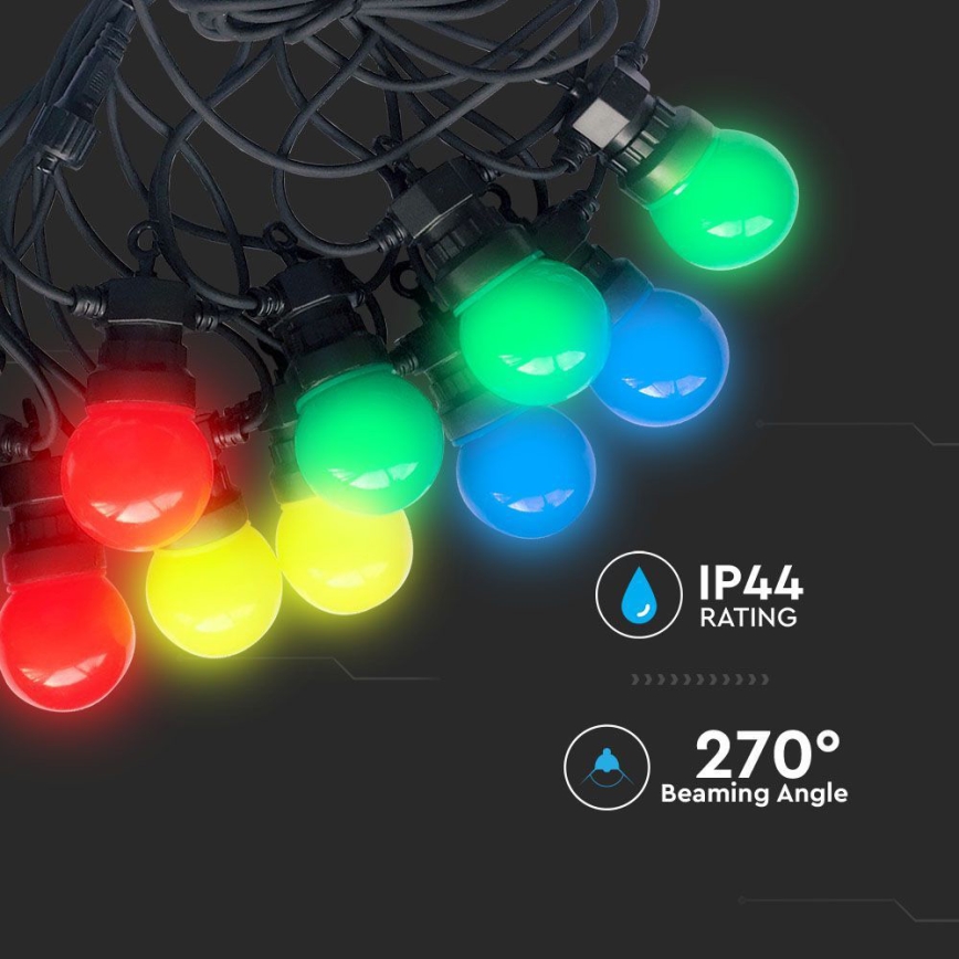 Corrente LED de exterior STRING RGB 10m 20xLED/0,5W/230V IP44