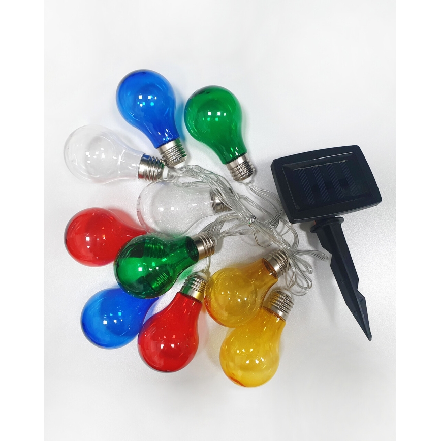 Corrente LED Solar para exterior 10xLED/1,2V 2,2 m IP44 colorido