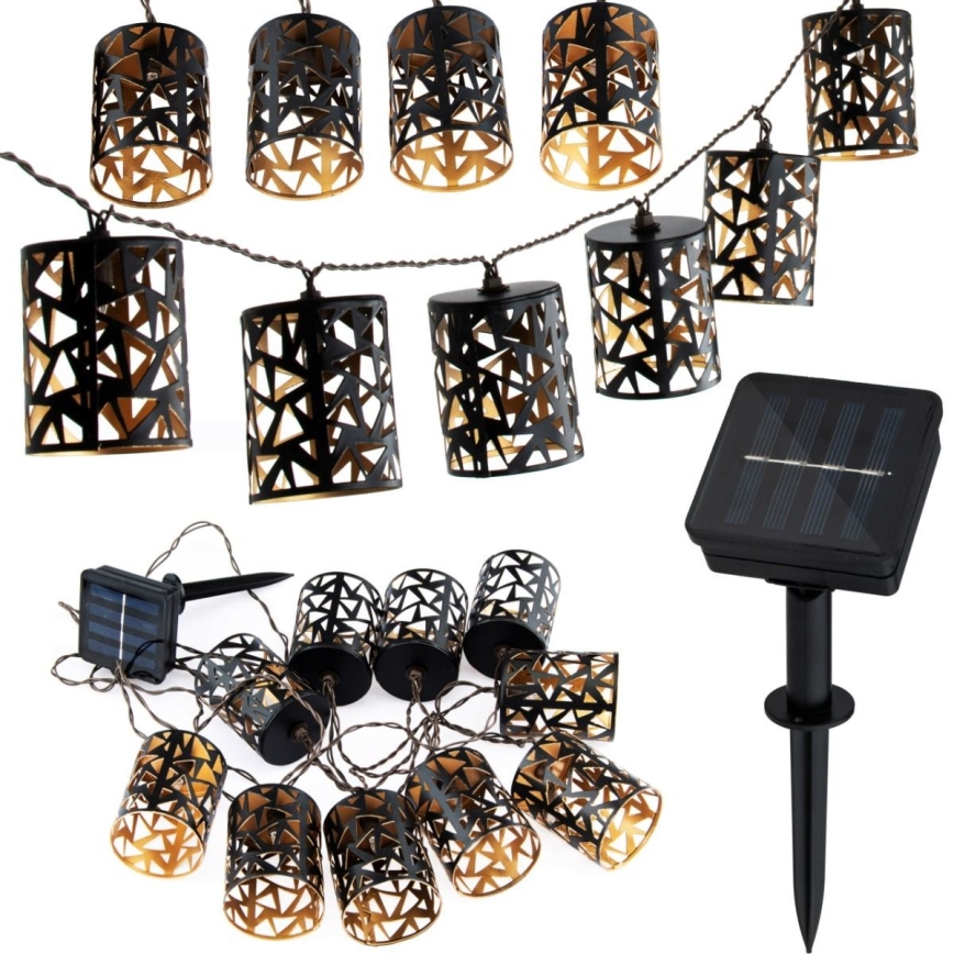Corrente solar LED 10xE12/3,65m IP44 branco quente