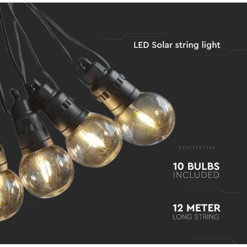 Corrente solar LED 10xLED/0,5/4,5V 12 m 3000K IP44 + controlo remoto