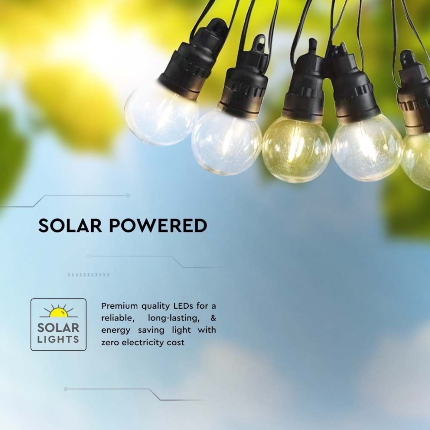 Corrente solar LED 10xLED/0,5/4,5V 12 m 3000K IP44 + controlo remoto