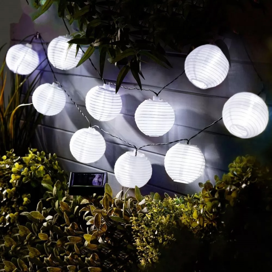 Corrente solar LED 10xLED/1,2V 3,7m IP44 branco frio