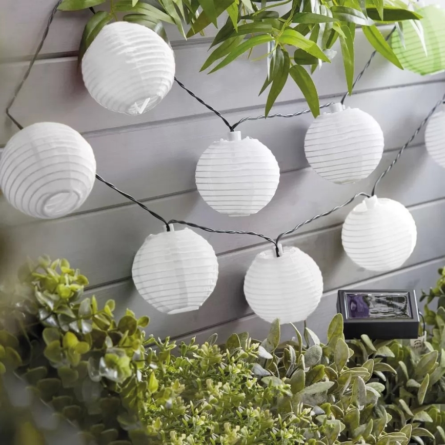 Corrente solar LED 10xLED/1,2V 3,7m IP44 branco frio