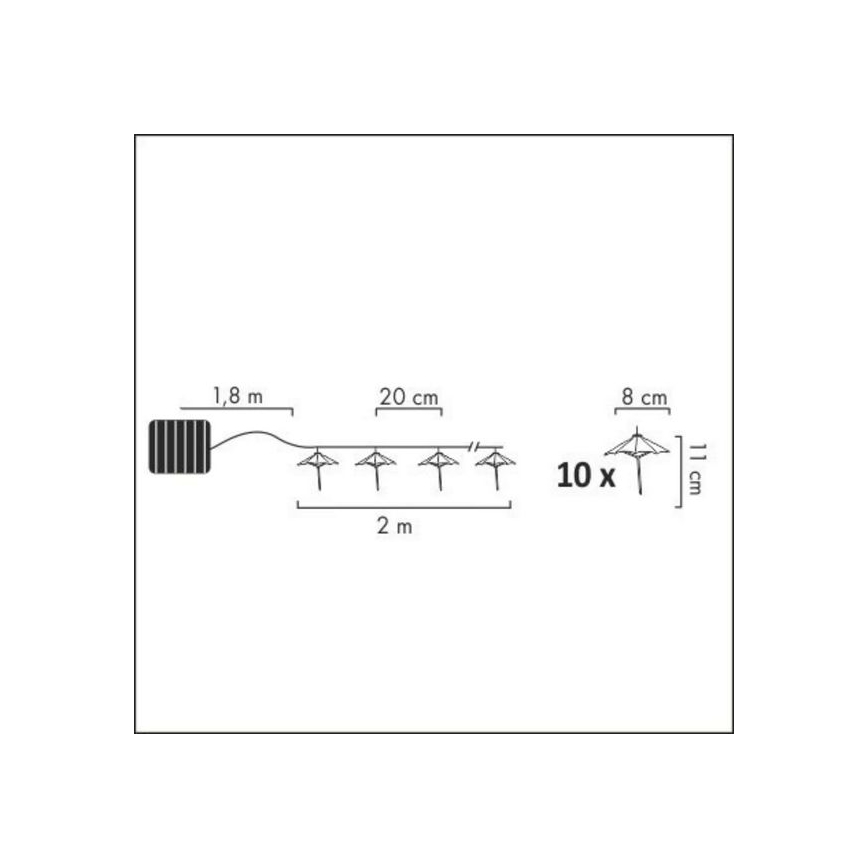 Corrente solar LED 10xLED/1,2V IP44 umbrellas