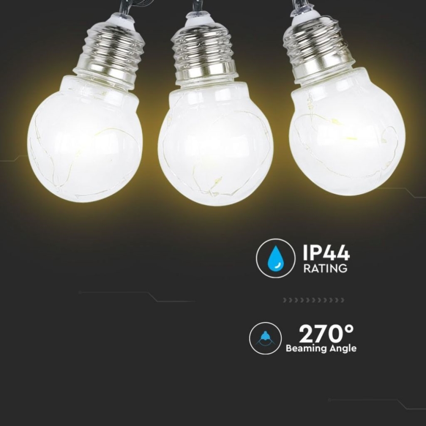 Corrente solar LED 10xLED/1W/1,2V 2 m IP44 3000K