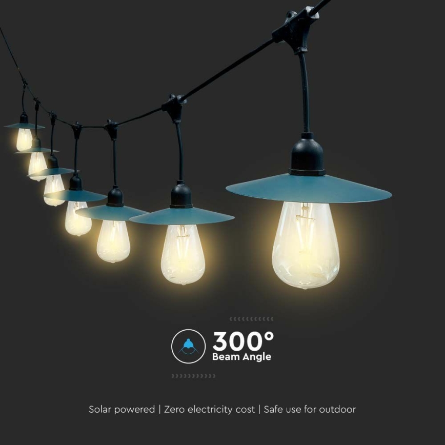 Corrente solar LED 15xLED/0,2W/3,7V 15,6 m 3000K IP44
