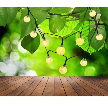 Corrente solar LED 30xLED/8 funções 300 mAh 4,9m IP44 branco quente