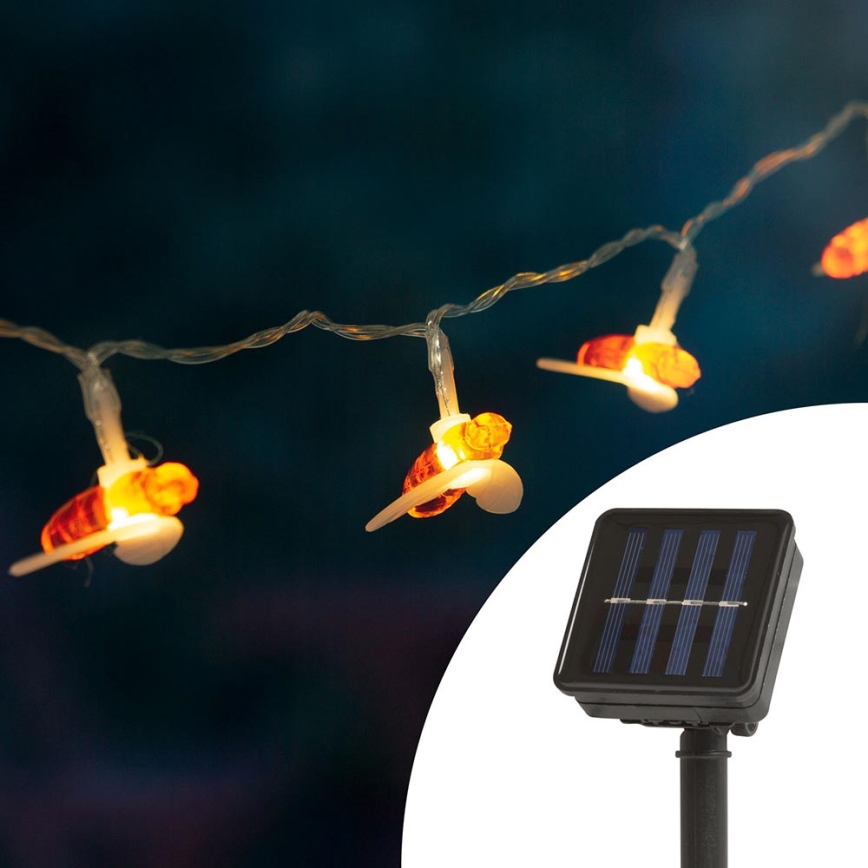 Corrente solar LED com um sensor 20xLED 2,3m IP44 branco quente
