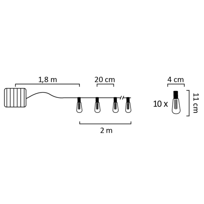 Corrente solar LED EDISON 10xLED/1,2V IP44