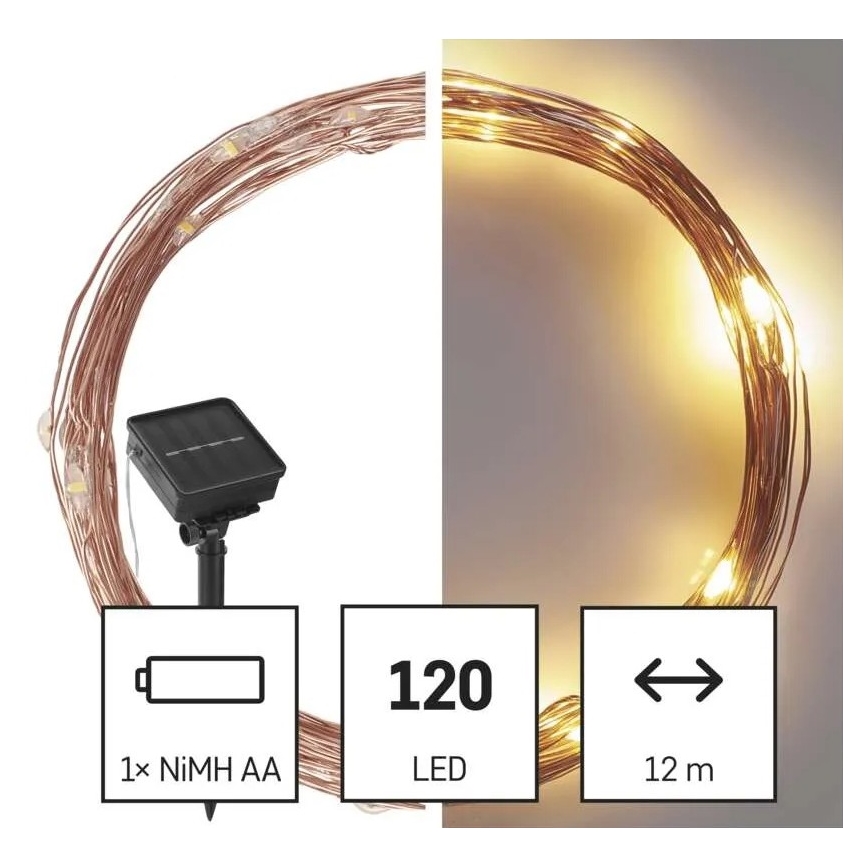 Corrente solar LED LED/2,4W/1,2V 1xAA 15 m IP44 3000K 600 mAh