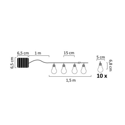 Corrente solar LED PARTY 10xLED/1,2V IP44