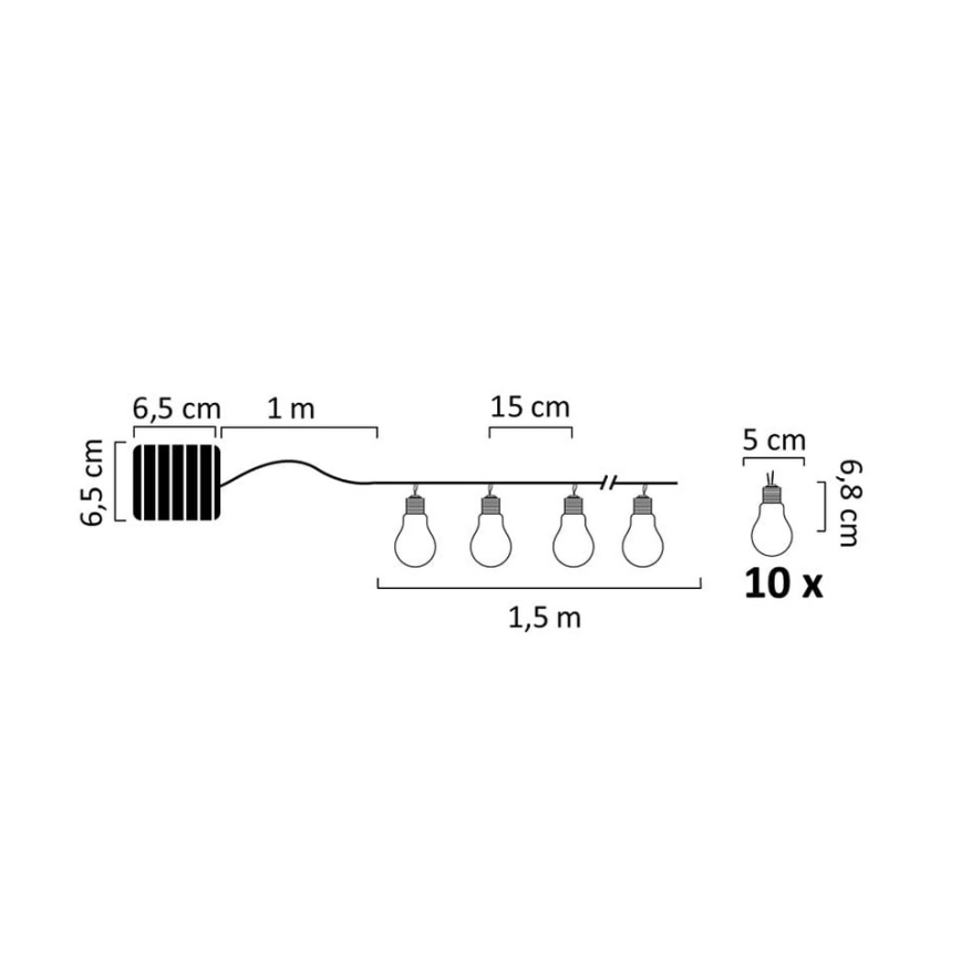 Corrente solar LED PARTY 10xLED/1,2V IP44