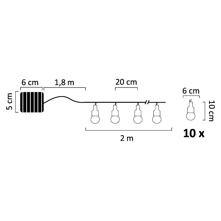 Corrente solar LED  PASTEL 10xLED/1,2V IP44