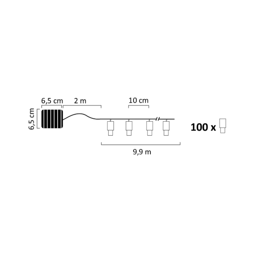 Corrente solar LED SHINE 100xLED/1,2V 400 mAh 11, 9 m IP44