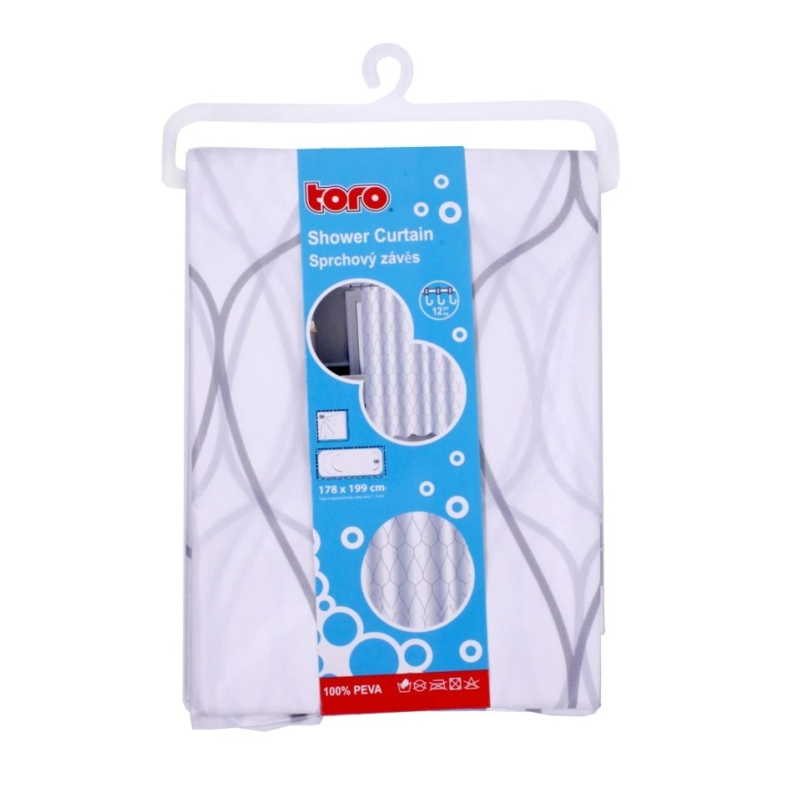 Cortina de duche  TORO EASY 178x199 cm branco/cinzento