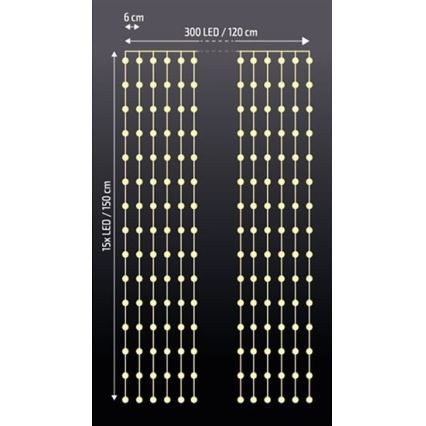 Cortina de luz de Natal LED LED/3xAA