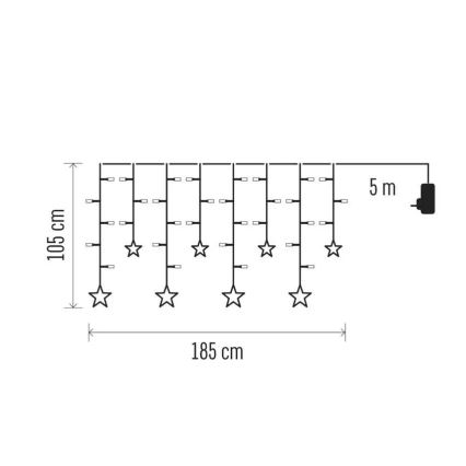 Cortina de Natal LED 115xLED/1,35W 6,85x1,05 m branco quente