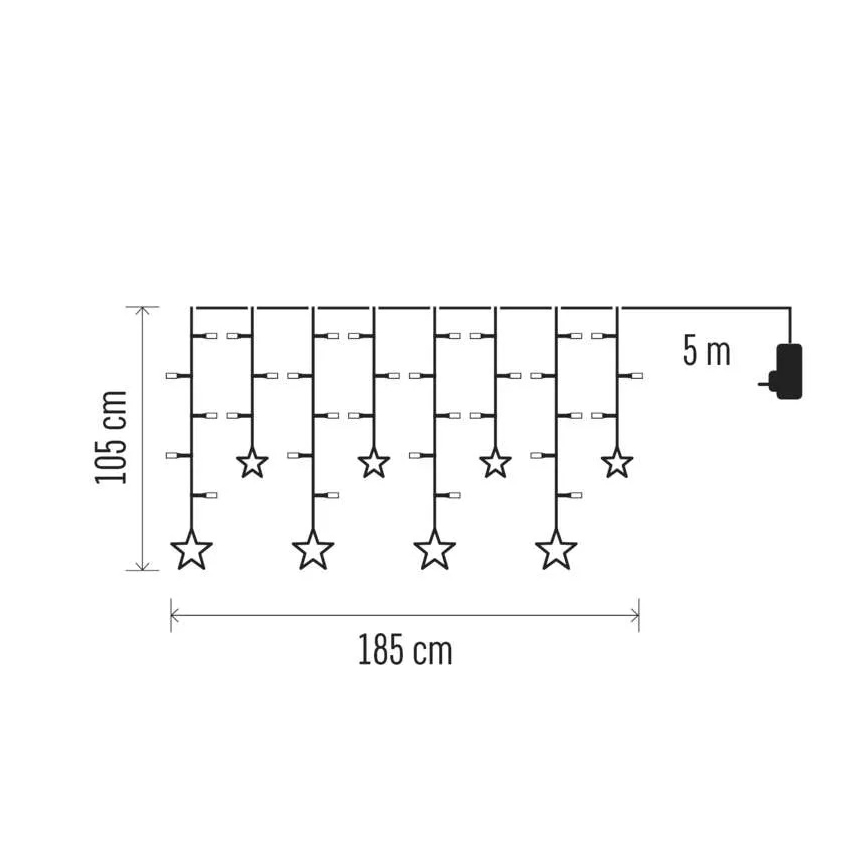 Cortina de Natal LED 115xLED/1,35W 6,85x1,05 m branco quente