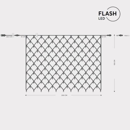 Cortina de Natal LED para exterior NET 240xLED/7,2W/230V 1,5x2 m IP44 branco quente