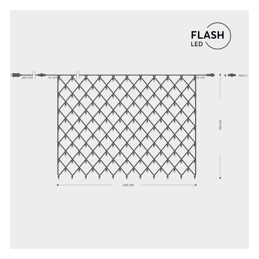 Cortina de Natal LED para exterior NET 240xLED/7,2W/230V 1,5x2 m IP44 branco quente