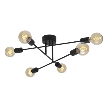 Cottex - Lustre de tecto de montagem em superfície BATON 6xE27/60W/230V preto