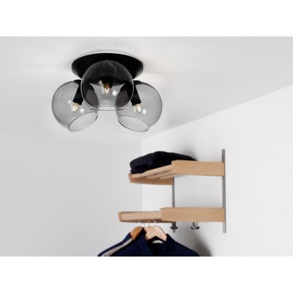 Cottex - Candeeiro de tecto CAPELLA 3xE14/40W/230V diâmetro 37 cm fumê/preto