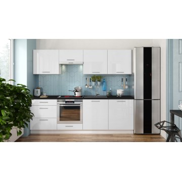 Cozinha CELESTE 240 cm, acabamento branco brilhante