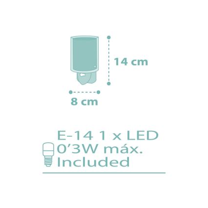 Dalber 41005H - Candeeiro pequeno LED para tomada DOTS 1xE14/0,3W/230V