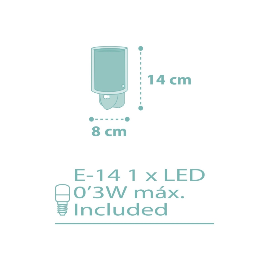 Dalber 41005H - Candeeiro pequeno LED para tomada DOTS 1xE14/0,3W/230V