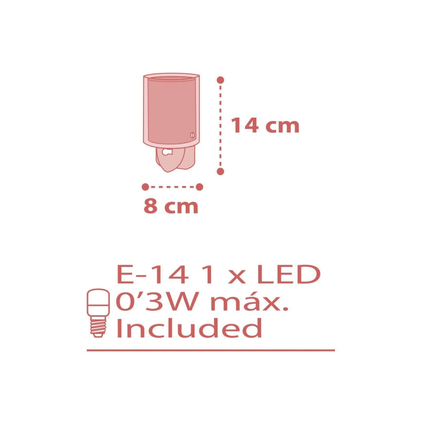 Dalber 41005S - Candeeiro LED pequeno para tomada DOTS 1xE14/0,3W/230V