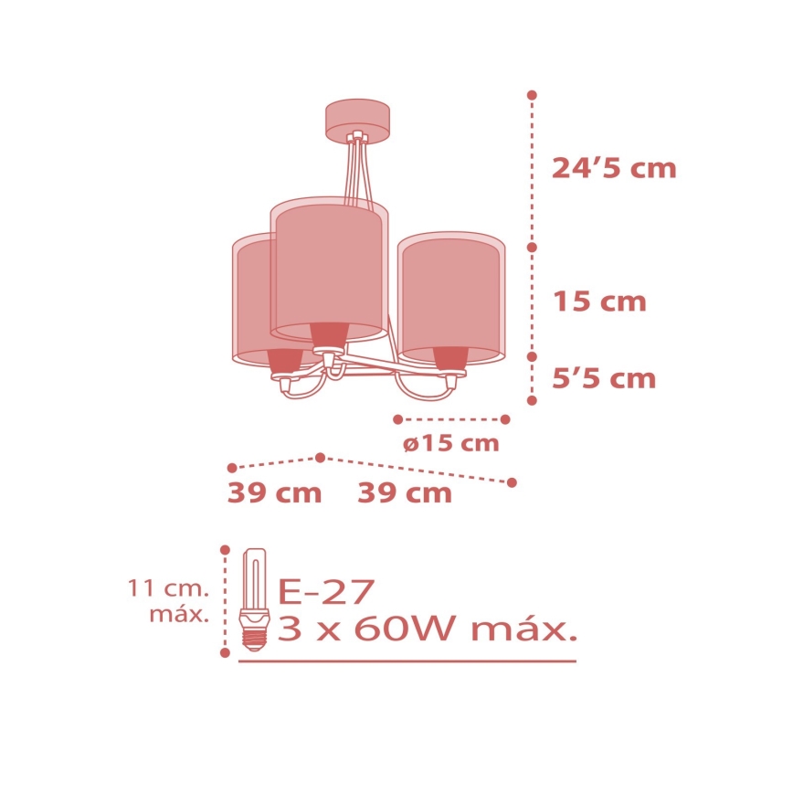Dalber 41007S - Candelabro de criança DOTS 3xE27/60W/230V
