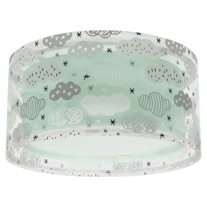 Dalber 41416H - Iluminação de teto de criança CLOUDS 2xE27/60W/230V verde