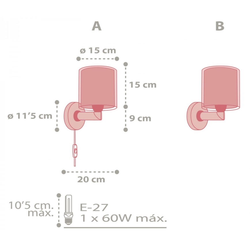 Dalber 41439 - Iluminação de parede de criança COLOR RAIN 1xE27/60W/230V