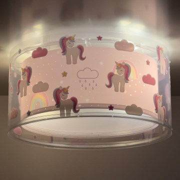Dalber 41596 - Iluminação de teto de criança UNICORNS 2xE27/60W/230V