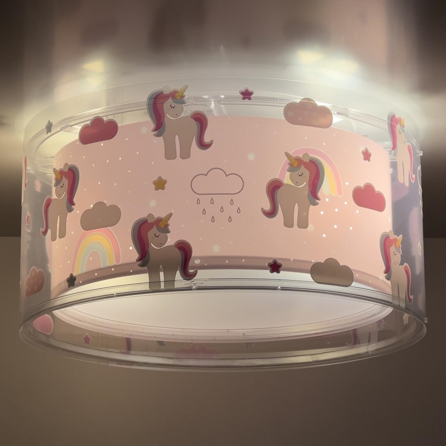Dalber 41596 - Iluminação de teto de criança UNICORNS 2xE27/60W/230V