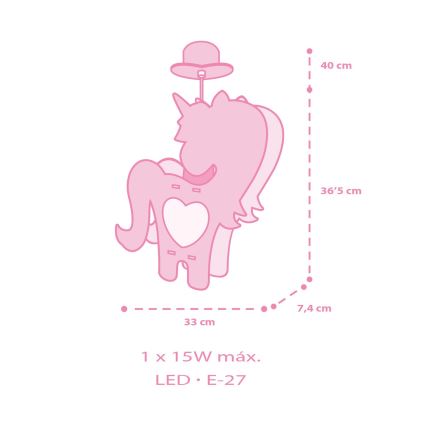 Dalber 41597 - Candeeiro de criança UNICORN 1xE27/15W/230V