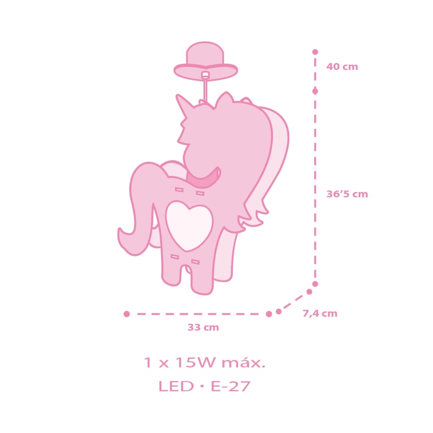 Dalber 41597 - Candeeiro de criança UNICORN 1xE27/15W/230V